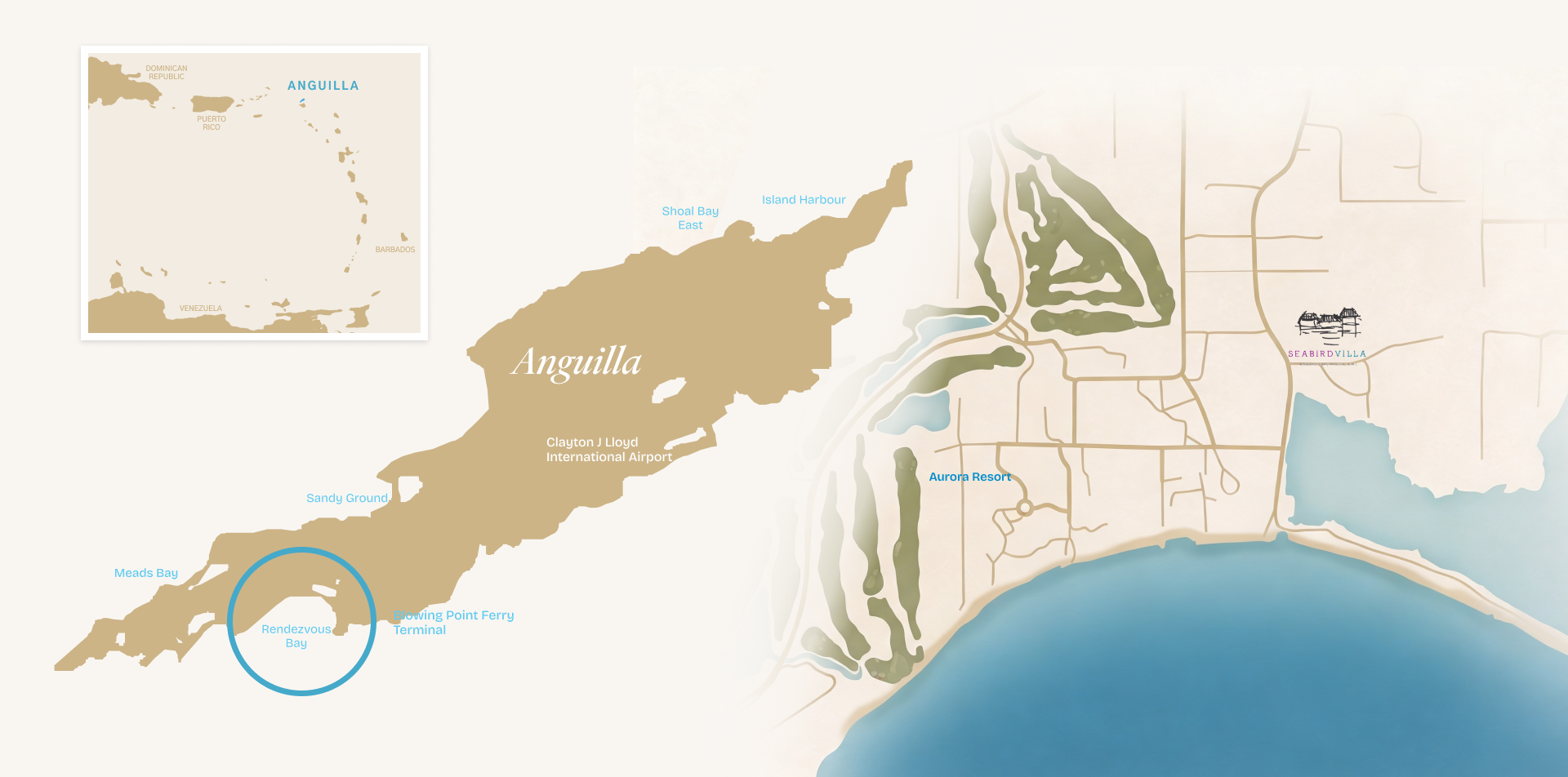 Map showing Seabird Villa on Rendezvous Bay, Anguilla